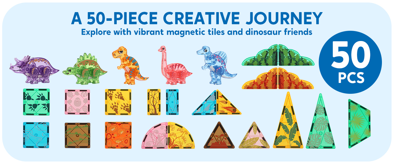 SnapStax™ Dinosaur Magnetic Tiles